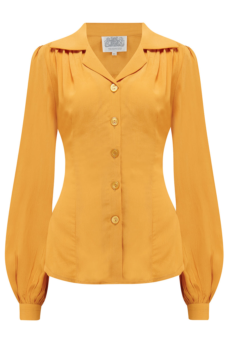 Poppy Long Sleeve Blouse in Mustard , Authentic & Classic 1940s Vintag ...