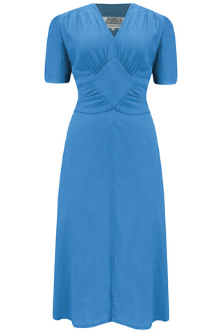 Ruby Dress in Palace Blue, A Classic & Authentic 1940s Vintage Inspired Style By The Seamstress Of Bloomsbury