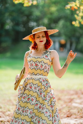 **Sample Sale** The "Suzy Sun Dress" in Daydream Print, Easy To Wear Style From The 50s