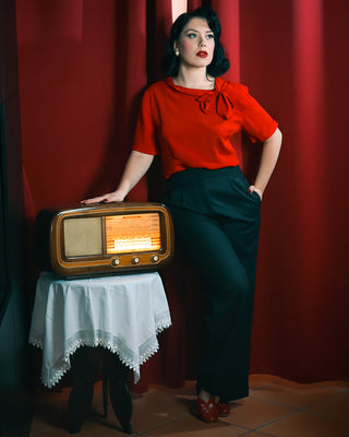 Cindy Blouse  In Lipstick Red, Classic 1940s Vintage Inspired Style