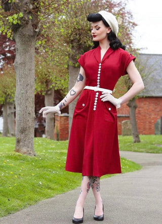 The "Casey" Dress in Solid Wine, True & Authentic 1950s Vintage Style - CC41, Goodwood Revival, Twinwood Festival, Viva Las Vegas Rockabilly Weekend Rock n Romance Rock n Romance