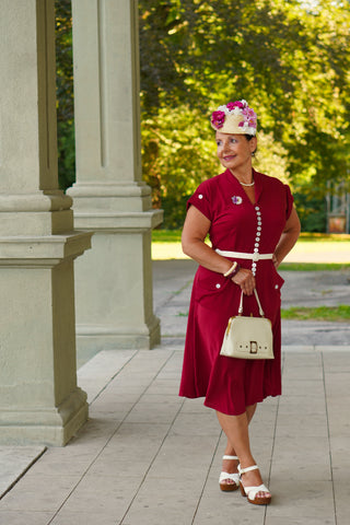 The "Casey" Dress in Solid Wine, True & Authentic 1950s Vintage Style - CC41, Goodwood Revival, Twinwood Festival, Viva Las Vegas Rockabilly Weekend Rock n Romance Rock n Romance