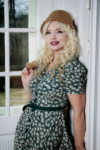 The "Charlene" Shirtwaister Dress in Green Whisp Print , True 1950s Vintage Style - CC41, Goodwood Revival, Twinwood Festival, Viva Las Vegas Rockabilly Weekend Rock n Romance Rock n Romance