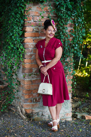 The "Casey" Dress in Solid Wine, True & Authentic 1950s Vintage Style - CC41, Goodwood Revival, Twinwood Festival, Viva Las Vegas Rockabilly Weekend Rock n Romance Rock n Romance