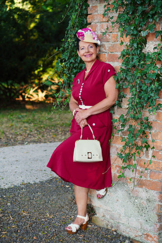 The "Casey" Dress in Solid Wine, True & Authentic 1950s Vintage Style - CC41, Goodwood Revival, Twinwood Festival, Viva Las Vegas Rockabilly Weekend Rock n Romance Rock n Romance