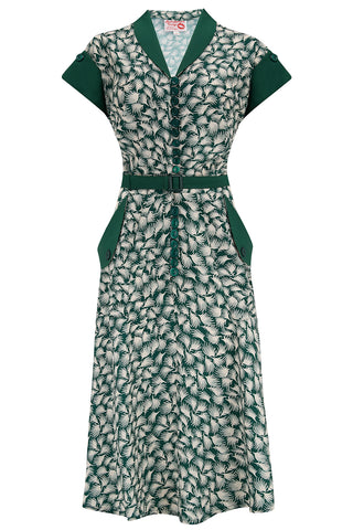 The "Casey" Dress in Green Whisp Print, True & Authentic 1950s Vintage Style - CC41, Goodwood Revival, Twinwood Festival, Viva Las Vegas Rockabilly Weekend Rock n Romance Rock n Romance