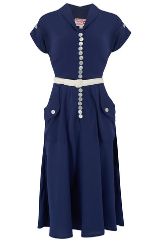 The "Casey" Dress in Solid Navy, True & Authentic 1950s Vintage Style - CC41, Goodwood Revival, Twinwood Festival, Viva Las Vegas Rockabilly Weekend Rock n Romance Rock n Romance