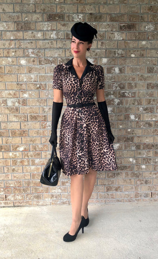 The "Charlene" Shirtwaister Dress in Leopard Print, True 1950s Vintage Style - CC41, Goodwood Revival, Twinwood Festival, Viva Las Vegas Rockabilly Weekend Rock n Romance Rock n Romance