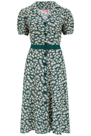 The "Charlene" Shirtwaister Dress in Green Whisp Print , True 1950s Vintage Style - CC41, Goodwood Revival, Twinwood Festival, Viva Las Vegas Rockabilly Weekend Rock n Romance Rock n Romance