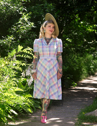 **Sample Sale** The "Charlene" Shirtwaister Dress in Summer Check Print, True & Authentic 1950s Vintage Style - CC41, Goodwood Revival, Twinwood Festival, Viva Las Vegas Rockabilly Weekend Rock n Romance Rock n Romance