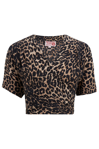 The "Darla" Short Sleeve Wrap Blouse in Leopard Print, True Vintage Style - CC41, Goodwood Revival, Twinwood Festival, Viva Las Vegas Rockabilly Weekend Rock n Romance Rock n Romance