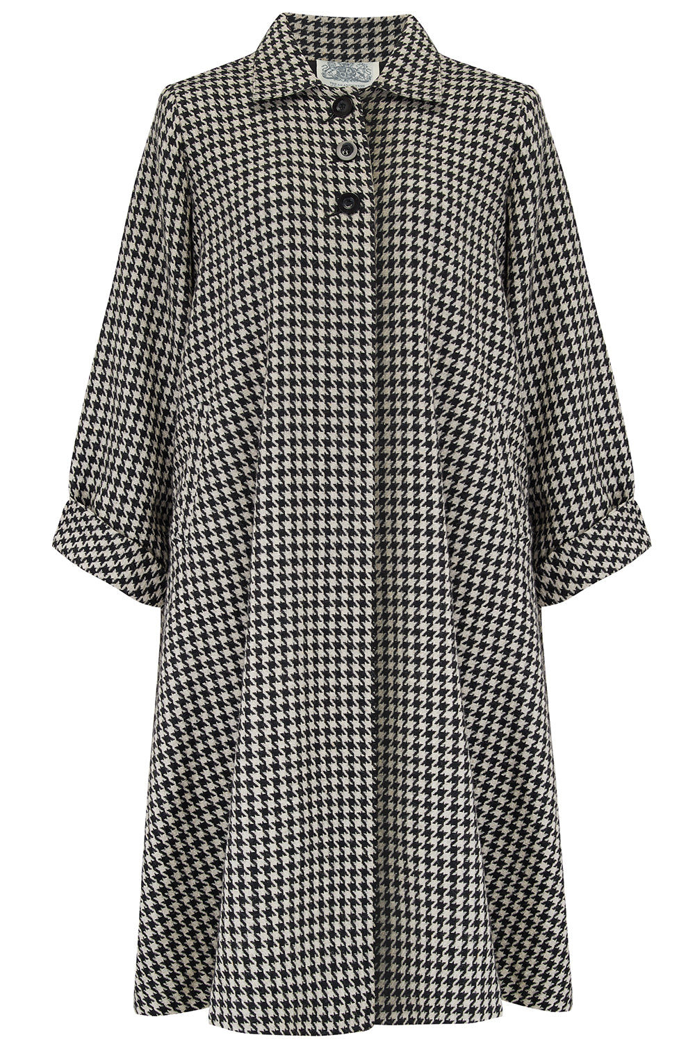 Swing Coat in Hounds tooth check, Vintage 1940s Cape Style Inspired Ov ...