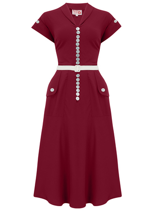 The "Casey" Dress in Solid Wine, True & Authentic 1950s Vintage Style - CC41, Goodwood Revival, Twinwood Festival, Viva Las Vegas Rockabilly Weekend Rock n Romance Rock n Romance