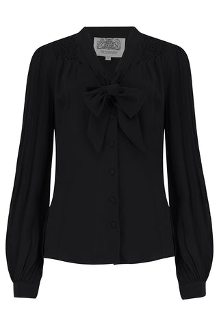 Eva Long Sleeve Blouse in Solid Black, Authentic & Classic 1940s Vintage Style - CC41, Goodwood Revival, Twinwood Festival, Viva Las Vegas Rockabilly Weekend Rock n Romance The Seamstress Of Bloomsbury