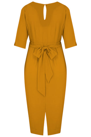 The “Evelyn" Wiggle Dress in Mustard, True Late 40s Early 50s Vintage Style - True and authentic vintage style clothing, inspired by the Classic styles of CC41 , WW2 and the fun 1950s RocknRoll era, for everyday wear plus events like Goodwood Revival, Twinwood Festival and Viva Las Vegas Rockabilly Weekend Rock n Romance Rock n Romance