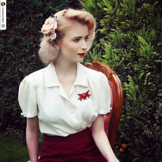 "Grace" Blouse in Cream, Authentic & Classic 1940s Vintage Style - CC41, Goodwood Revival, Twinwood Festival, Viva Las Vegas Rockabilly Weekend Rock n Romance The Seamstress Of Bloomsbury