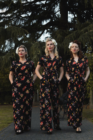 "Lauren" Siren Suit in Mayflower Plrint, Classic 1940s Vintage Holywood Style Inspired - CC41, Goodwood Revival, Twinwood Festival, Viva Las Vegas Rockabilly Weekend Rock n Romance The Seamstress Of Bloomsbury