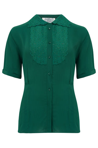 Lacey Blouse in Green , Authentic & Classic 1940s True Vintage Style - CC41, Goodwood Revival, Twinwood Festival, Viva Las Vegas Rockabilly Weekend Rock n Romance The Seamstress Of Bloomsbury