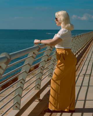 The "Sophia" Palazzo Wide Leg Trousers in Mustard, Easy To Wear Vintage Inspired Style - CC41, Goodwood Revival, Twinwood Festival, Viva Las Vegas Rockabilly Weekend Rock n Romance Rock n Romance