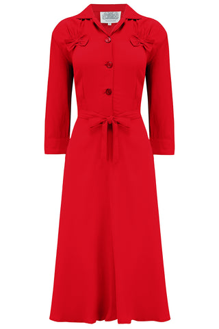 Polly Dress CC41 in Lipstick Red , Classic 1940s True Vintage Style - CC41, Goodwood Revival, Twinwood Festival, Viva Las Vegas Rockabilly Weekend Rock n Romance The Seamstress of Bloomsbury