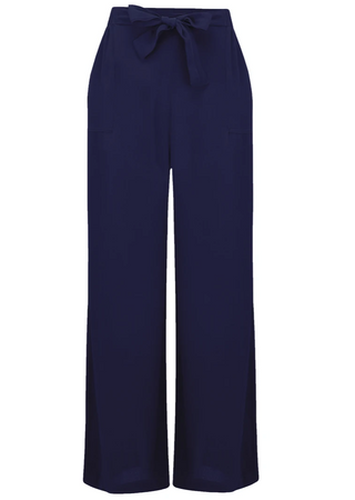 "Winnie" Loose Fit Wide Leg Trousers in Navy, Authentic 1940s Style - CC41, Goodwood Revival, Twinwood Festival, Viva Las Vegas Rockabilly Weekend Rock n Romance The Seamstress Of Bloomsbury