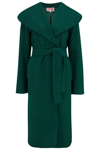 The "Monroe" Wrap Coat in Classic Green.. True & Authentic Late 1940s, Early 50s Vintage Style - CC41, Goodwood Revival, Twinwood Festival, Viva Las Vegas Rockabilly Weekend Rock n Romance Rock n Romance