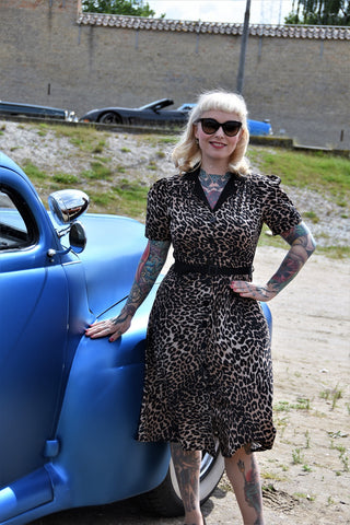 The "Charlene" Shirtwaister Dress in Leopard Print, True 1950s Vintage Style - CC41, Goodwood Revival, Twinwood Festival, Viva Las Vegas Rockabilly Weekend Rock n Romance Rock n Romance