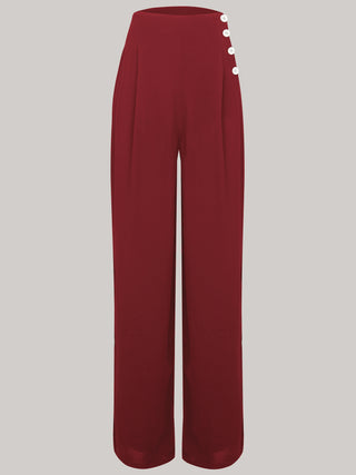 "Audrey" Trousers in Wine, Totally Authentic & Classic 1940s True Vintage Inspired Style - CC41, Goodwood Revival, Twinwood Festival, Viva Las Vegas Rockabilly Weekend Rock n Romance The Seamstress Of Bloomsbury