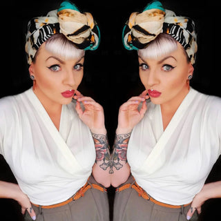 The "Darla" Short Sleeve Wrap Blouse in Antique White, True Vintage Style - CC41, Goodwood Revival, Twinwood Festival, Viva Las Vegas Rockabilly Weekend Rock n Romance Rock n Romance