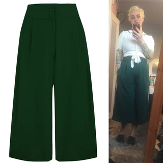 The "Sophia" Palazzo Culottes in Solid Green, Classic & Easy To Wear Vintage Inspired Style - CC41, Goodwood Revival, Twinwood Festival, Viva Las Vegas Rockabilly Weekend Rock n Romance Rock n Romance