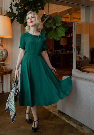 Cindy Dress in Green by The Seamstress Of Bloomsbury, Classic 1940s Vintage Inspired Style - CC41, Goodwood Revival, Twinwood Festival, Viva Las Vegas Rockabilly Weekend Rock n Romance The Seamstress Of Bloomsbury