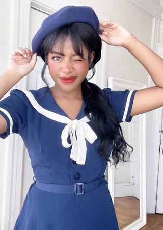 Patti 1940s Nautical Sailor Dress in Navy, Authentic true vintage style - CC41, Goodwood Revival, Twinwood Festival, Viva Las Vegas Rockabilly Weekend Rock n Romance The Seamstress Of Bloomsbury