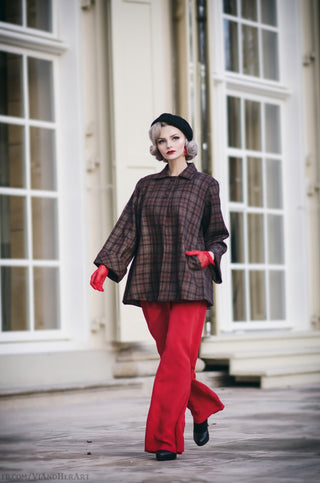 "Winnie" Wide Leg Loose Fit Trousers in 40's Red, Classic 1940s Vintage Inspired Style - CC41, Goodwood Revival, Twinwood Festival, Viva Las Vegas Rockabilly Weekend Rock n Romance The Seamstress Of Bloomsbury