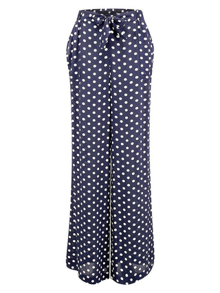 "Winnie" Wide Leg Loose Fit Trousers in Navy Polka Dot, Classic 1940s Vintage Style - CC41, Goodwood Revival, Twinwood Festival, Viva Las Vegas Rockabilly Weekend Rock n Romance The Seamstress Of Bloomsbury