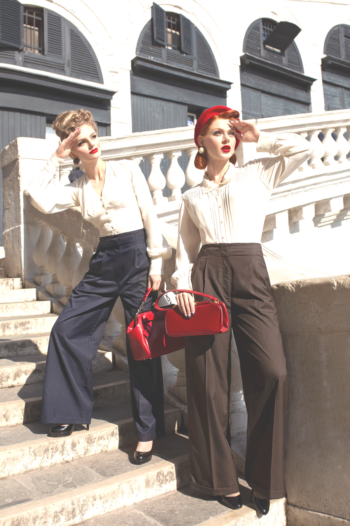 1940s Vintage Granville Herringbone Wool Bag Trousers in Brown   RevivalVintage