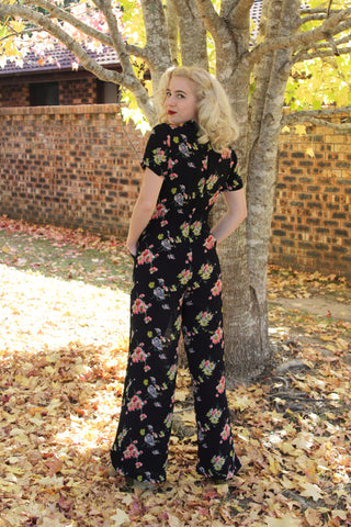 "Lauren" Siren Suit in Mayflower Plrint, Classic 1940s Vintage Holywood Style Inspired - CC41, Goodwood Revival, Twinwood Festival, Viva Las Vegas Rockabilly Weekend Rock n Romance The Seamstress Of Bloomsbury