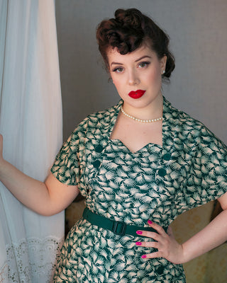 The "Ayda" 2pc Dress & Detachable Shrug Bolero Set In Green Whisp, True Vintage Style - CC41, Goodwood Revival, Twinwood Festival, Viva Las Vegas Rockabilly Weekend Rock n Romance Rock n Romance